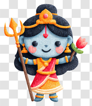 India Goddess Kali - Mythical Goddess With Trident Transparent PNG