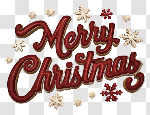 Merry Christmas Text - Merry Christmas Script With Snowflakes Transparent PNG