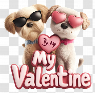 Valentine - Valentine Dogs With Heart Glasses Transparent PNG