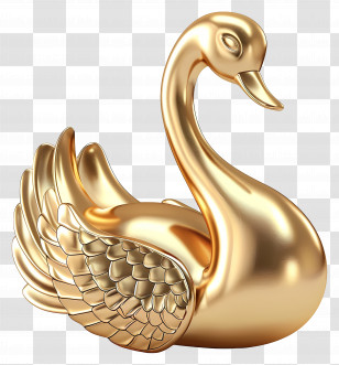 Gold Swan - Golden Swan Figurine Image Transparent PNG