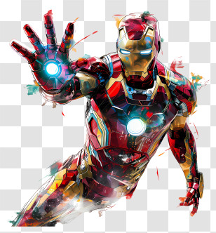 Iron Man - Armored Superhero Illustration With Raised Hand Transparent PNG