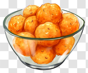 Laddu - Bowl Of Crispy Orange Cheese Balls Transparent PNG