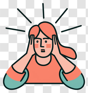 Worried Woman - Cartoon Of Stressed Person Holding Head Transparent PNG