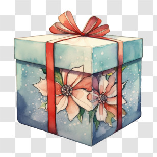 Christmas Gift Box
 - Charming Gift Box With Floral Design Transparent PNG