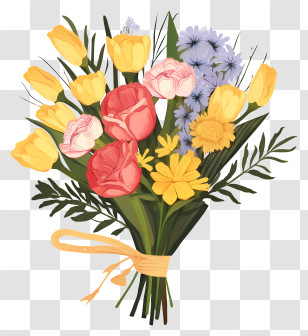Bouquet Of Flowers - Illustrated Floral Bouquet Design Transparent PNG