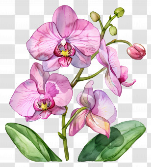 Orchid Flower - Pink Orchid Botanical Illustration Transparent PNG