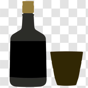 Whiskey - Bottle And Glass Illustration Transparent PNG
