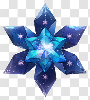 Snowflake Close Up - Blue Crystal Snowflake Ornament Transparent PNG