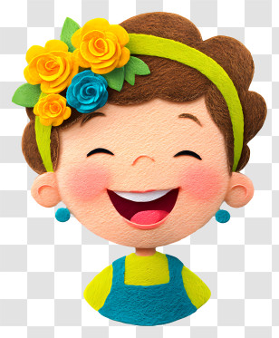 Baby Girl Smiling - Happy Girl With Flower Headband Transparent PNG
