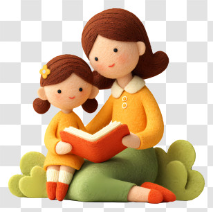 Mother Reads Book To Daughter - Mother And Daughter Reading Together Transparent PNG