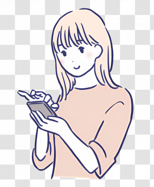 Girl - Illustration Of A Woman Using A Smartphone In Minimalist Style Transparent PNG