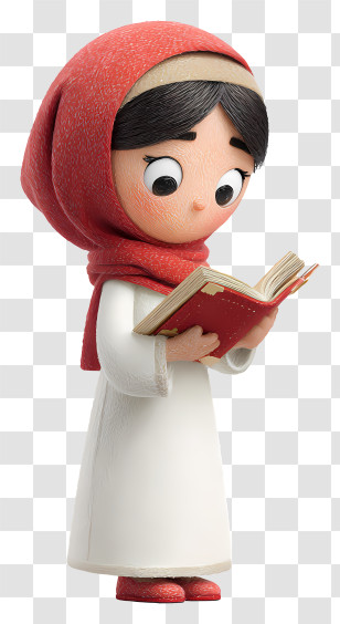 Muslim Girl Reading Quran - Girl Reading A Book Transparent PNG