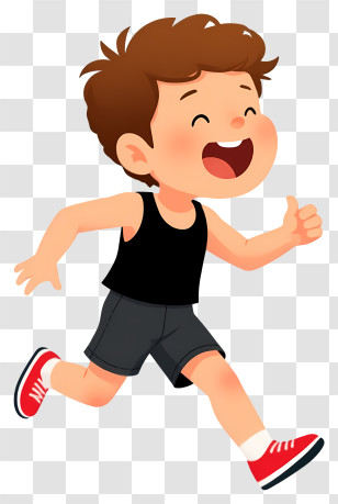 Running Boy - Running Boy In Black Tank Top Transparent PNG
