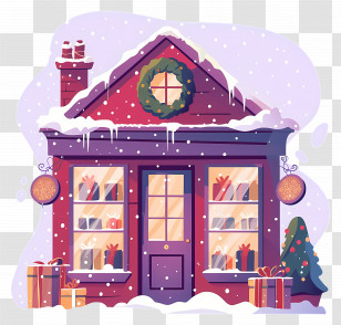 Christmas Gift Shop - Christmas Holiday House In Snow Transparent PNG