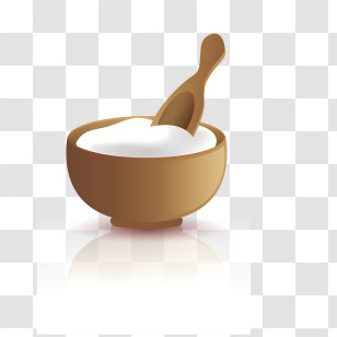 Salt - Wooden Bowl With White Powder And Spoon Transparent PNG