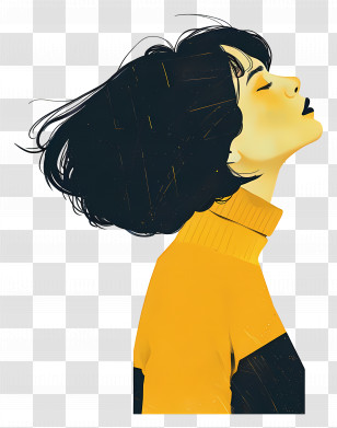 Fashion Woman - Artistic Woman In Yellow Sweater Transparent PNG