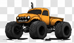 Halloween Monster Truck - Cartoon Monster Truck With Menacing Look Transparent PNG