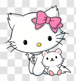 Charmmy Kitty - White Cat Cartoon With Cute Bow Transparent PNG