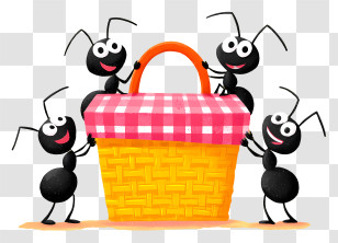 Ants Teamwork - Ants Carrying Picnic Basket Transparent PNG