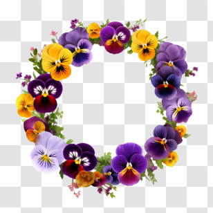 Pansy Flower - Colorful Flower Wreath Transparent PNG
