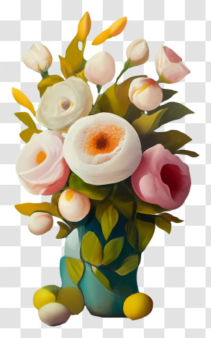 Vase - Colorful Flower Bouquet In Vase Transparent PNG