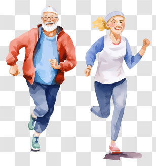 Running - Man And Woman Running Cartoon Illustration Transparent PNG
