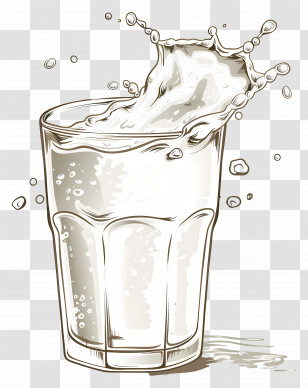 Milk - Illustration Of Splashing Milk In A Glass Transparent PNG