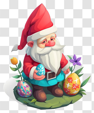 Easter Day Gnome - Easter Gnome Holding Decorated Eggs Transparent PNG