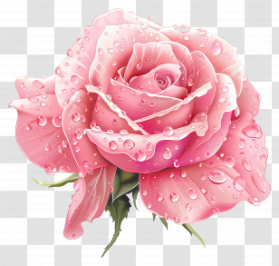 Pink Rose - Detailed Pink Rose Illustration Transparent PNG