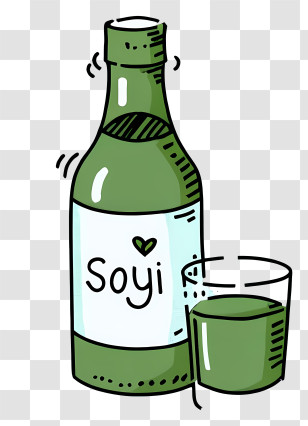 Soy Milk Bottle - Green Bottle With Glass Transparent PNG