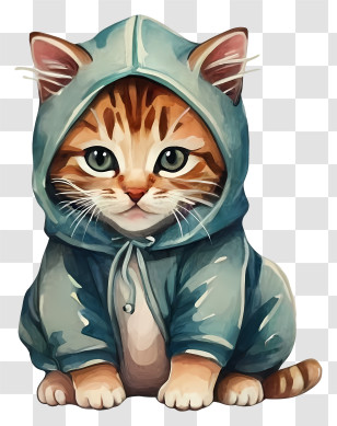 Small Brown Cat - Cute Cat In A Hoodie Transparent PNG