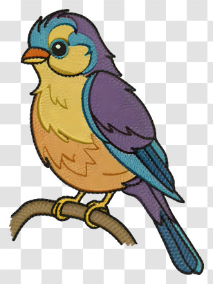 Digital Illustration - Embroidered Featured Colorful Bird Design Transparent PNG