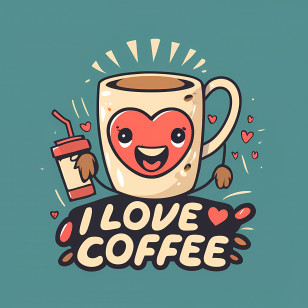 International Coffee Day - Cartoon Coffee Cup With Happy Heart Design Transparent PNG