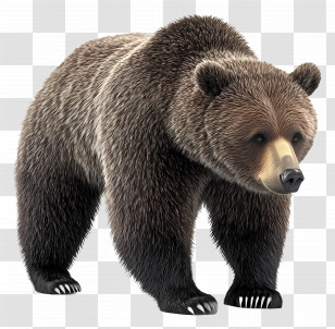 Grizzly Bear - Detailed Brown Bear Illustration Transparent PNG