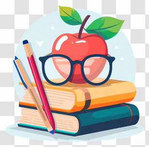Teacher Appreciation Day - School Books, Apple, And Glasses For Learning Concept Transparent PNG