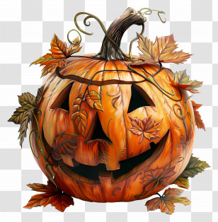Carved Pumpkin - Decorative Halloween Pumpkin Transparent PNG