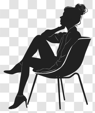 Girl Silhouette - Elegant Silhouetted Woman Sitting On Chair Transparent PNG