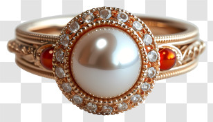 Pearl Ring - Elegant Pearl Ring With Gold Transparent PNG