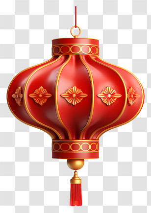 Chinese Lantern - Red Chinese Lantern With Golden Accents Transparent PNG