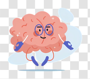 Cartoon Brain - Happy Brain Cartoon With Glasses Transparent PNG