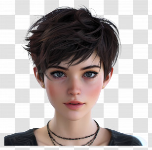 Choppy Very Short Pixie Haircuts - Animated Female Character Illustration Transparent PNG