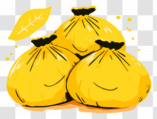 Momos - Three Yellow Grain Sacks Illustration Transparent PNG