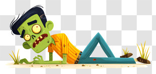 Zombie Lying On Ground - Green Cartoon Character Lying Transparent PNG