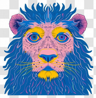 Blue Lion - Colorful Artistic Lion Transparent PNG
