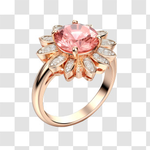 Diamond Ring - Elegant Pink Gemstone Ring Transparent PNG