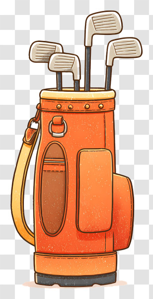 Golf Bag - Orange Golf Bag With Clubs Transparent PNG