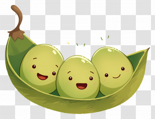 Kawaii Peas - Kawaii Cartoon Peas In Pod Transparent PNG