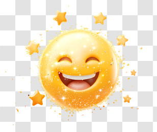 Sparkle - Smiling Emoji With Sparkling Stars Transparent PNG