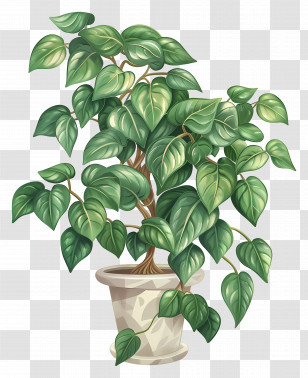 Potted Green Plant With Heart Shaped Leaves - Heart-Shaped Leaves Plant In Pot Transparent PNG