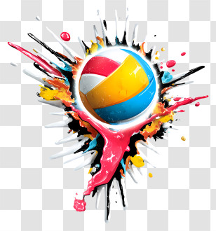 Dynamic Sport Shot - Explosive Volleyball Splash Art Transparent PNG